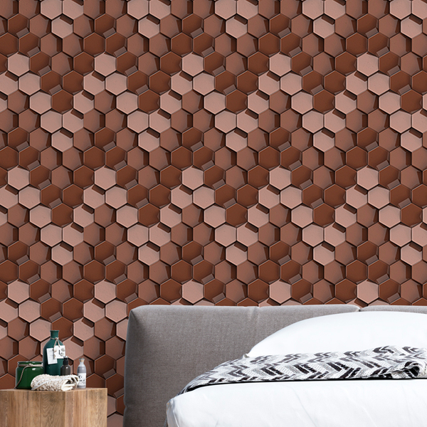 Papel De Parede 3d Auto Adesivo Geométrico Efeito Mini Colméi