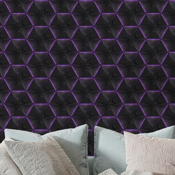 Papel De Parede 3d Auto Adesivo Geométrico Hexagono Luz Led R