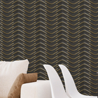 Papel De Parede 3d Auto Adesivo Geométrico Linha Onda Dourada