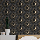 Papel De Parede 3d Auto Adesivo Geométrico Preto E Dourado Vi
