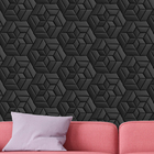 Papel De Parede 3d Auto Adesivo Geométrico Preto Fosco Modern