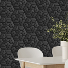 Papel De Parede 3d Auto Adesivo Geométrico Preto Fosco Modern