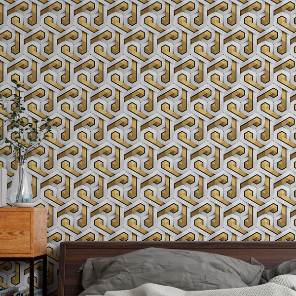 Papel De Parede 3d Auto Adesivo Geométrico Tijolinho Letra P