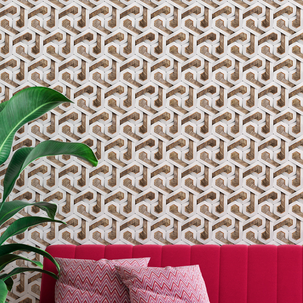 Papel De Parede 3d Auto Adesivo Geométrico Tijolinho Letra P