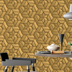 Papel De Parede 3d Auto Adesivo Lavavel Geométrico Dourado Mo