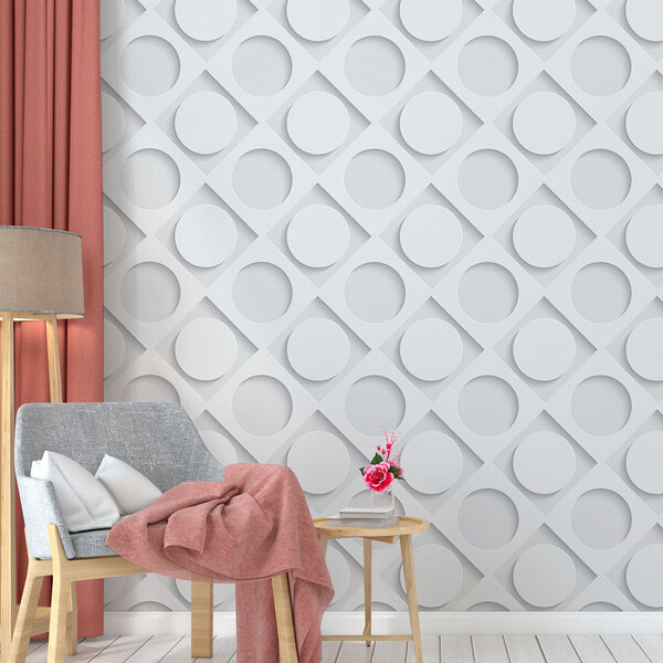 Papel De Parede 3d Circulos E Quadrados-60x300cm