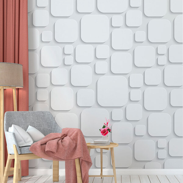 Papel De Parede 3d Cubos Pequeno E Grande-60x300cm