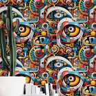 Papel De Parede 3d Desenho Arte Gamer Colorida Auto Adesivo C