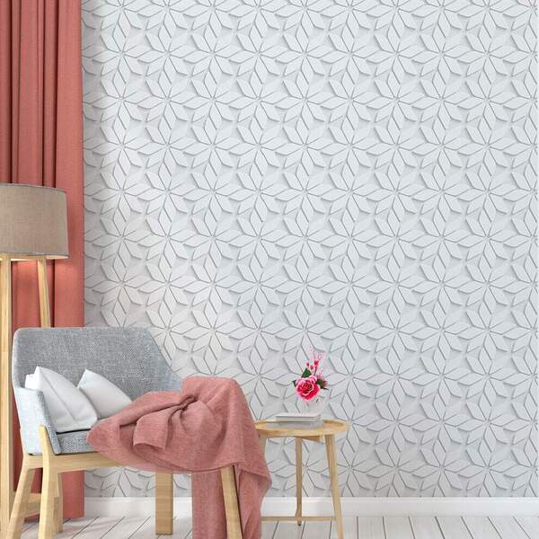Papel De Parede 3d Flores Branca Pequena-60x300cm