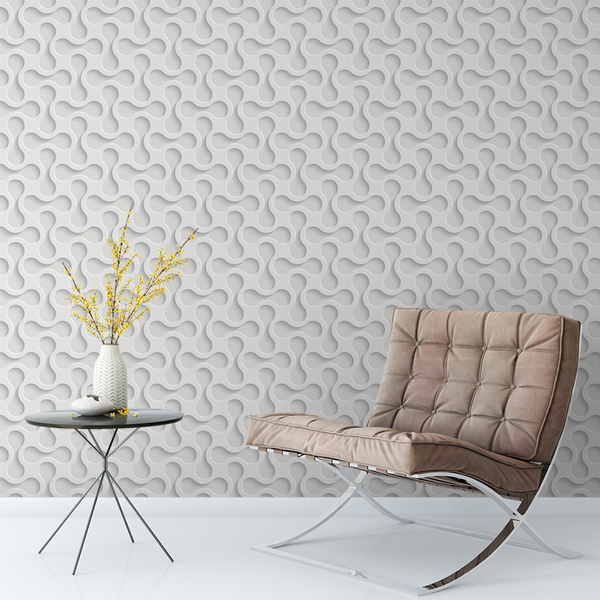 Papel De Parede 3d Formas Geométricas Em Tons De Cinza 3,50m