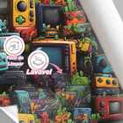 Papel De Parede 3d Grafite Gamer Colorido Auto Colante Arte G