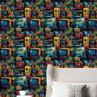 Papel De Parede 3d Grafite Gamer Colorido Auto Colante Arte G