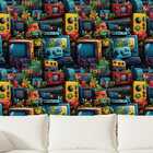 Papel De Parede 3d Grafite Gamer Colorido Auto Colante Arte G