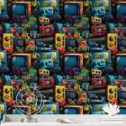 Papel De Parede 3d Grafite Gamer Colorido Auto Colante Arte G