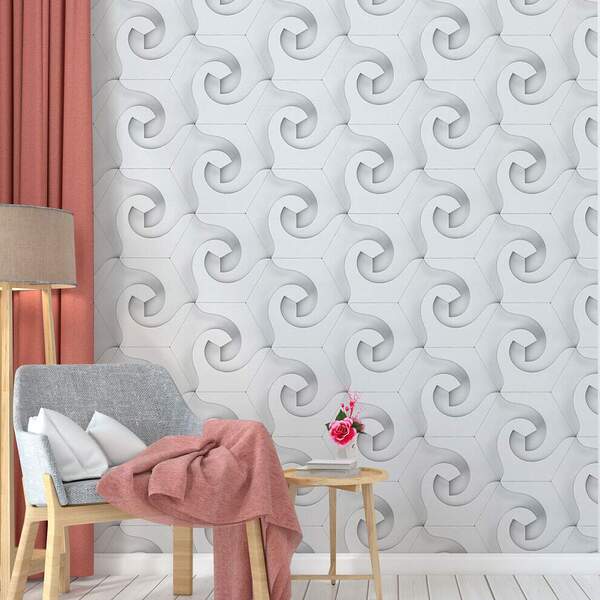 Papel De Parede 3d Ondas Branca-60x300cm