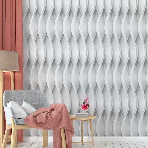 Papel De Parede 3d Ondas Vertical-60x300cm