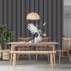 Papel De Parede  Ripado De Madeira Cinza Titânio 6m