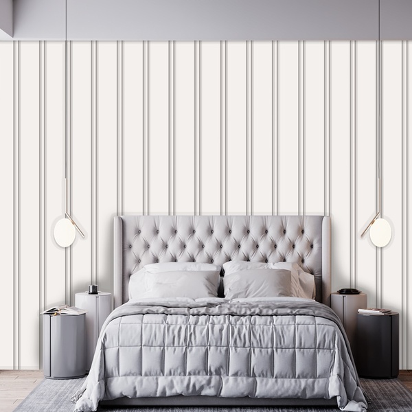 Papel De Parede  Ripado De Madeira Cor Branca 6m