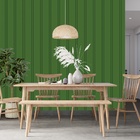 Papel De Parede  Ripado De Madeira Verde Escuro 6m