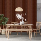 Papel De Parede  Ripado Estilo Madeira Mogno Quarto 12m