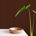 Papel De Parede  Ripado Fino De Madeira Tipo Mogno 6m