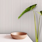 Papel De Parede  Ripado Largo Amadeirada Cor Bege 6m