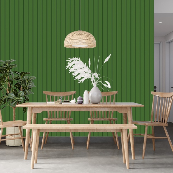 Papel De Parede  Ripado Largo Madeira Verde Escura 18m