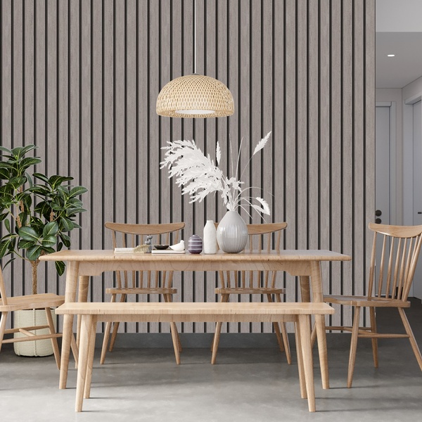 Papel De Parede  Ripado Largo Marrom Acizentado Sala 18m