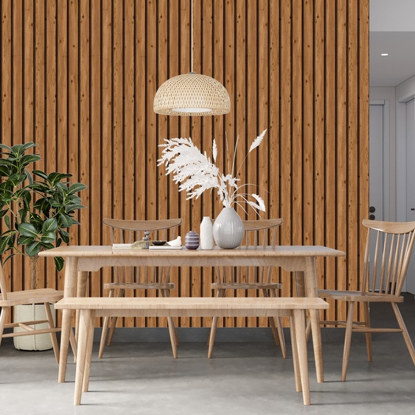 Papel De Parede  Ripado Largo Tipo Madeira Eucalipto 15m