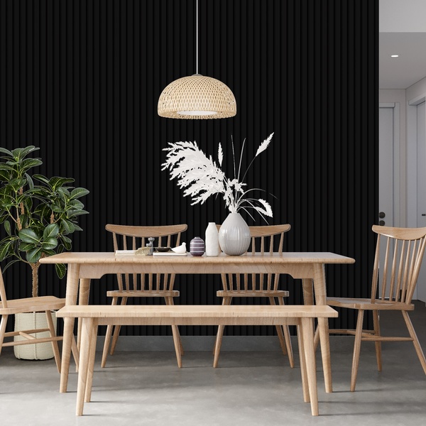 Papel De Parede  Ripado Liso De Madeira Preta Sala 12m