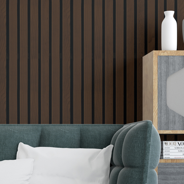 Papel De Parede  Ripas De Madeira Escura Linhas 10m