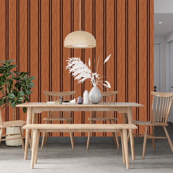 Papel De Parede Tipo Ripado De Madeira Cedro Rosa 12m