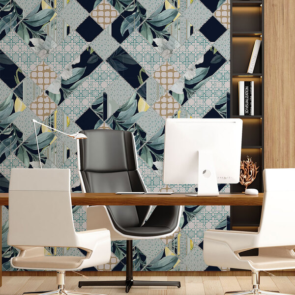 Papel De Parede Abstrato Floral-60x300cm