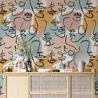 Papel De Parede Abstrato Rostos Minimalista-60x300cm