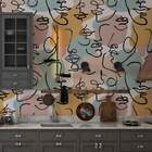 Papel De Parede Abstrato Rostos Minimalista-60x300cm