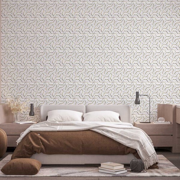 Papel De Parede Adesivo 3d Contrastado Em Branco 1,5m