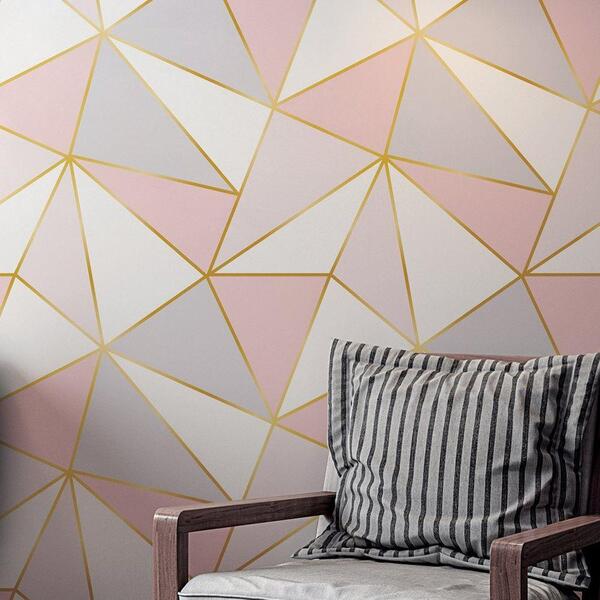 Papel De Parede Adesivo Geometrico Rose Gold Triangulo Rosa Cinza Branco Leroy Merlin Para você que gosta de decorações minimalistas nossos modelos de papel de parede o modelo de papel de parede tijolinho branco imita visualmente uma parede com. papel de parede adesivo geometrico rose gold triangulo rosa cinza branco