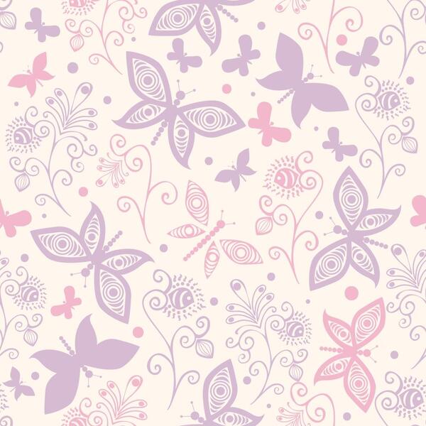 Papel De Parede Adesivo  Menina Borboletas Rosa E Roxa 2,5mx5