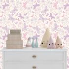 Papel De Parede Adesivo  Menina Borboletas Rosa E Roxa 2,5mx5