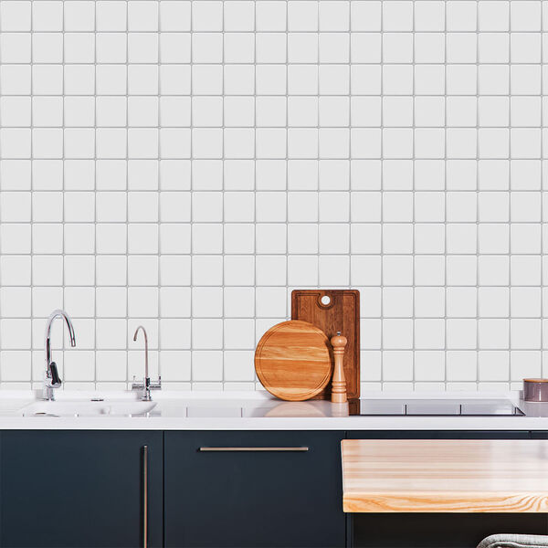 Papel De Parede Adesivo -  Revestimento Branco - 908ppz