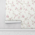 Papel De Parede Adesivo  Verde Detalhes  Rosa Para Quartos E