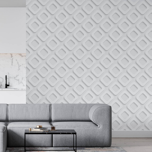 Papel De Parede Adesivo Abstrato 3d Branco 01 - 3,0m