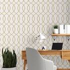 Papel De Parede Adesivo Abstrato Bege E Branco - Md503