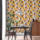 Papel De Parede Adesivo Abstrato Colorido Laranja Azul 2,80m