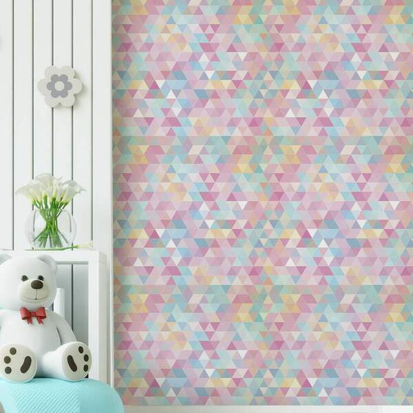 Papel De Parede Adesivo Abstrato Triângulos Ilusão De Optica