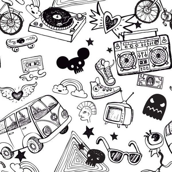 Papel De Parede Adesivo Adolescente Fundo Preto E Branco 2,5m