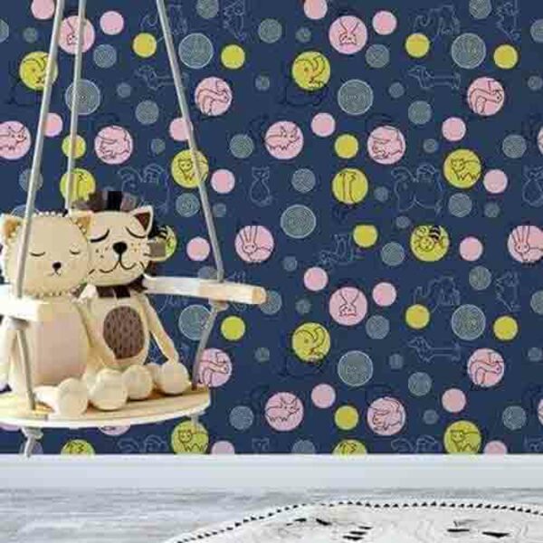 Papel De Parede Adesivo Animais Azul 334