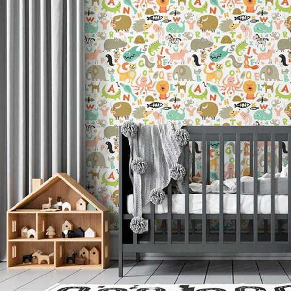 Papel De Parede Adesivo Animais Letras N05004