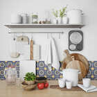 Papel De Parede Adesivo Arabesco Azul E Amarelo 2,80m