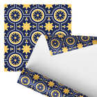 Papel De Parede Adesivo Arabesco Azul E Amarelo 2,80m